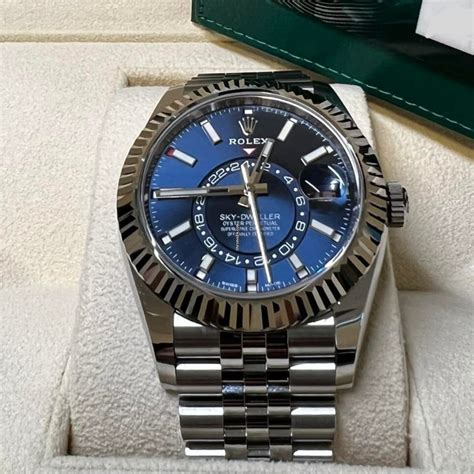 rolex sky dweller blue jubilee bracelet|rolex sky dweller in stock.